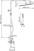 Душевая стойка Wasserkraft Aller A166.117.137.087.CH хром