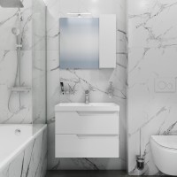 Тумба под раковину без столешницы СаНта Антарес 70 подвесная, 2 ящика, белый глянец