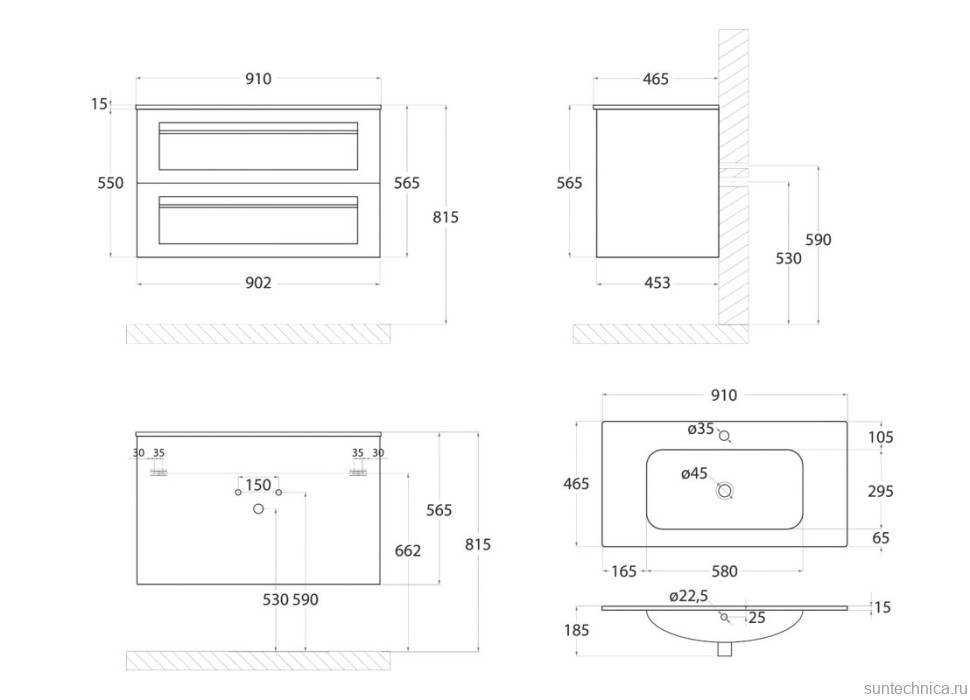 Тумба под раковину без столешницы Art&Max Platino 90 подвесная, белый глянец