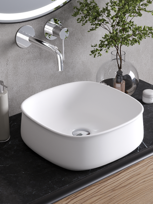 Накладная раковина Cezares CZR-6604 глянцевая белая, квадратная, фаянс