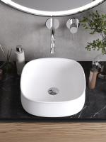 Накладная раковина Cezares CZR-6604 глянцевая белая, квадратная, фаянс