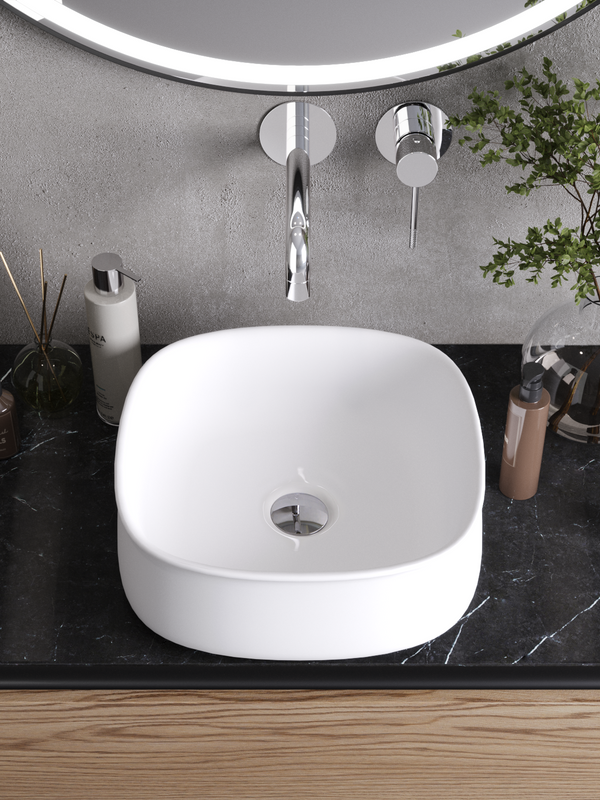 Накладная раковина Cezares CZR-6604 глянцевая белая, квадратная, фаянс