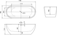 Акриловая ванна Art&Max AM-218-1700-750 170x75 см, отдельностоящая, белая, овальная, с каркасом, со сливом-переливом