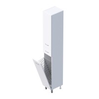 Шкаф-пенал для ванной Onika Модерн 26 левый напольный, с бельевой корзиной, белый