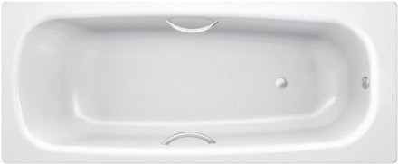 Стальная ванна BLB Universal B70H handles 170x70 см, пристенная, на ножках, с ручками, с шумоизоляцией (уценка: сколы внутри)