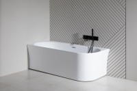 Акриловая ванна Allen Brau Priority 4 L 170x80 см, угловая, левая, пристенная, белая матовая, асимметричная, на ножках, с экраном, со сливом-переливом