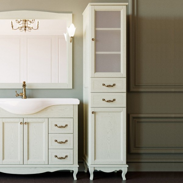 Шкаф пенал для ванной ValenHouse Эллина 40 R слоновая кость, фурнитура бронза