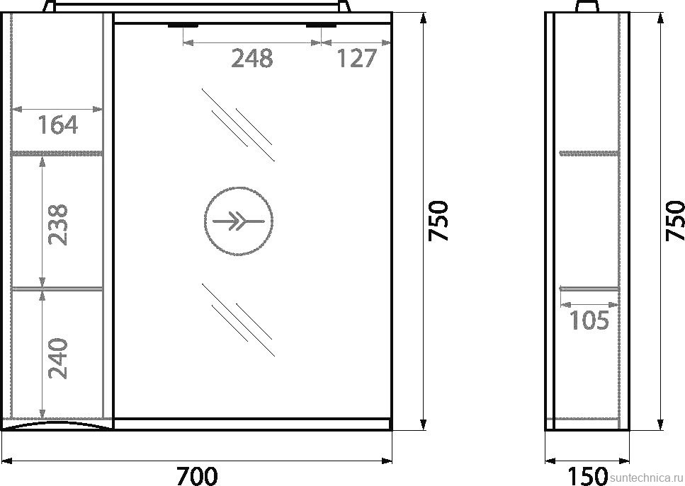 Зеркало BelBagno Marino L 70