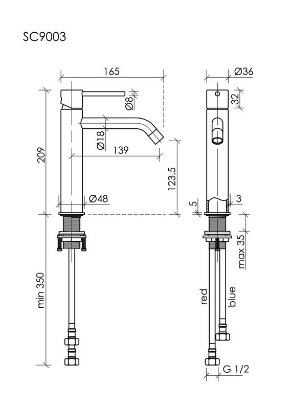 Смеситель для раковины Sancos Etna, брашированное золото, PVD покрытие, SC9003BG