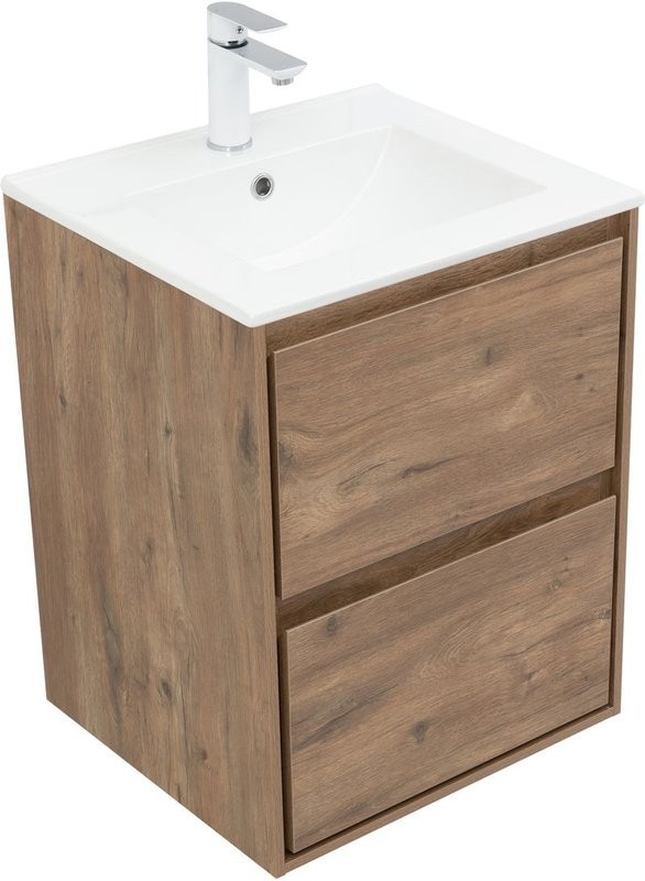 Тумба с раковиной Aquanet Милан 50 подвесная, дуб рустикальный