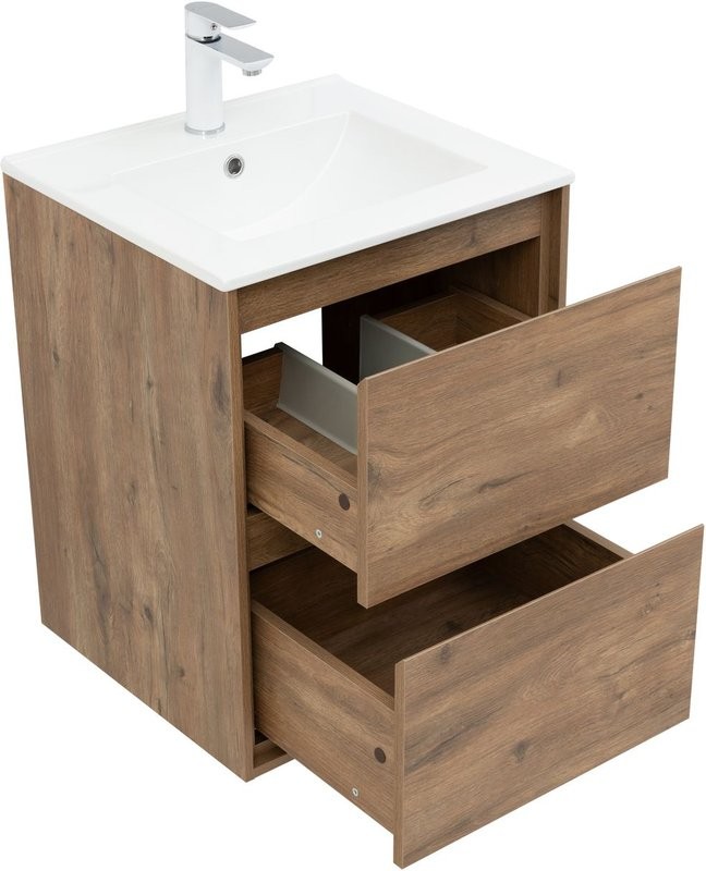 Тумба с раковиной Aquanet Милан 50 подвесная, дуб рустикальный