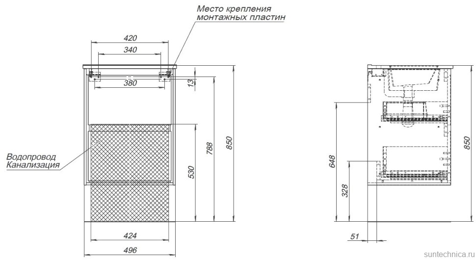 Тумба с раковиной Aquanet Милан 50 подвесная, дуб рустикальный