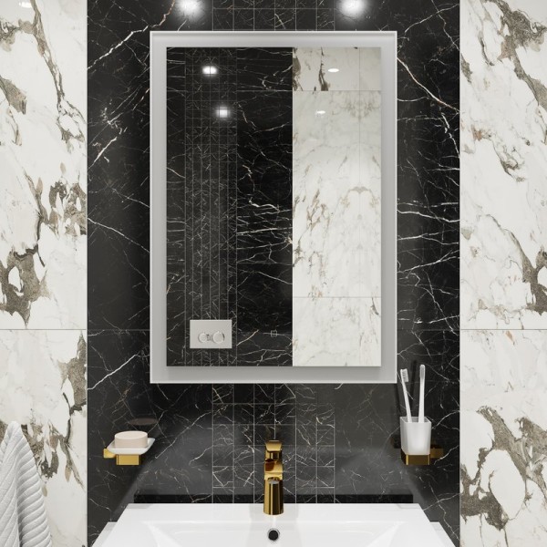 Зеркало STWORKI Эстерсунд 60 белое матовое, с подсветкой, сенсор на зеркале