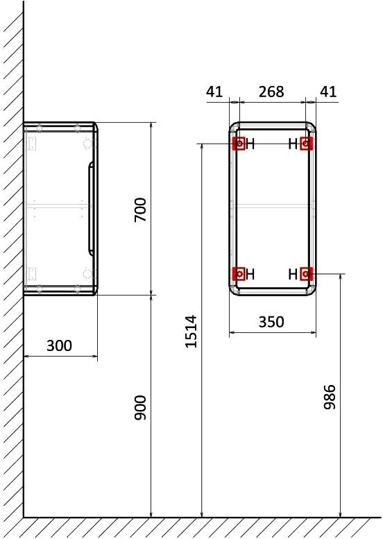 Шкаф в ванную Art&Max Genova 70 подвесной, бетон лофт натуральный
