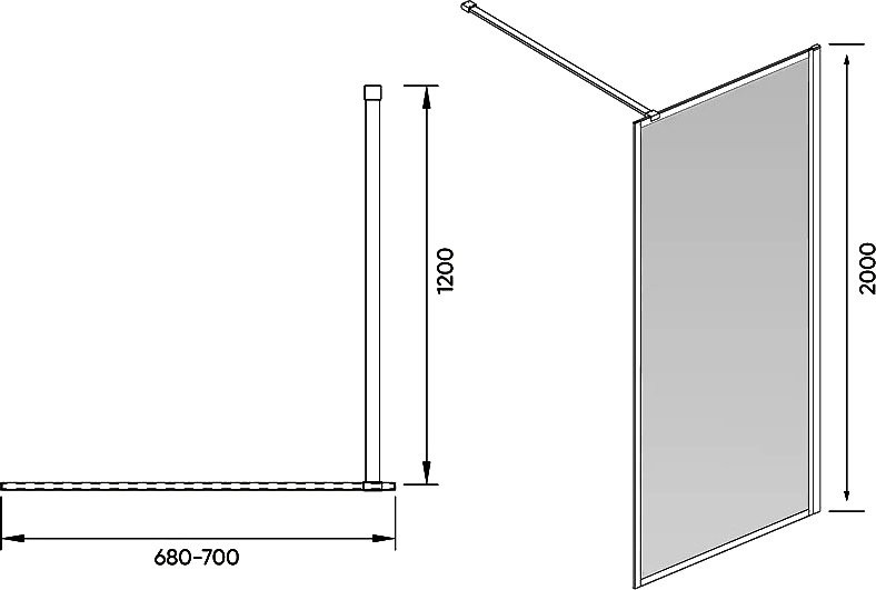 Душевая перегородка Veconi Korato KR81G-70-01-C8 70 см, профиль брашированное золото, стекло прозрачное