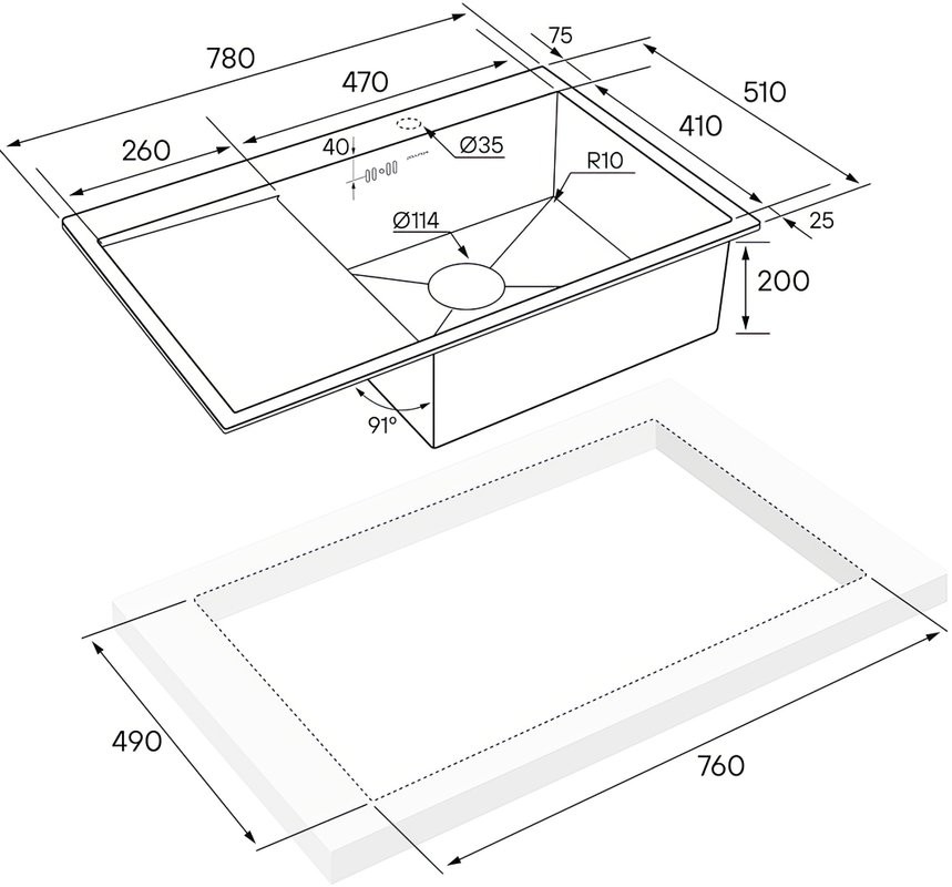 Комплект Мойка Paulmark Kroner PM217851-BSR брашированная нержавеющая сталь R + Смеситель Essen Es213211-CR хром + Измельчитель Intenso