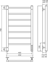 Полотенцесушитель электрический Terminus Аврора П7 400*750