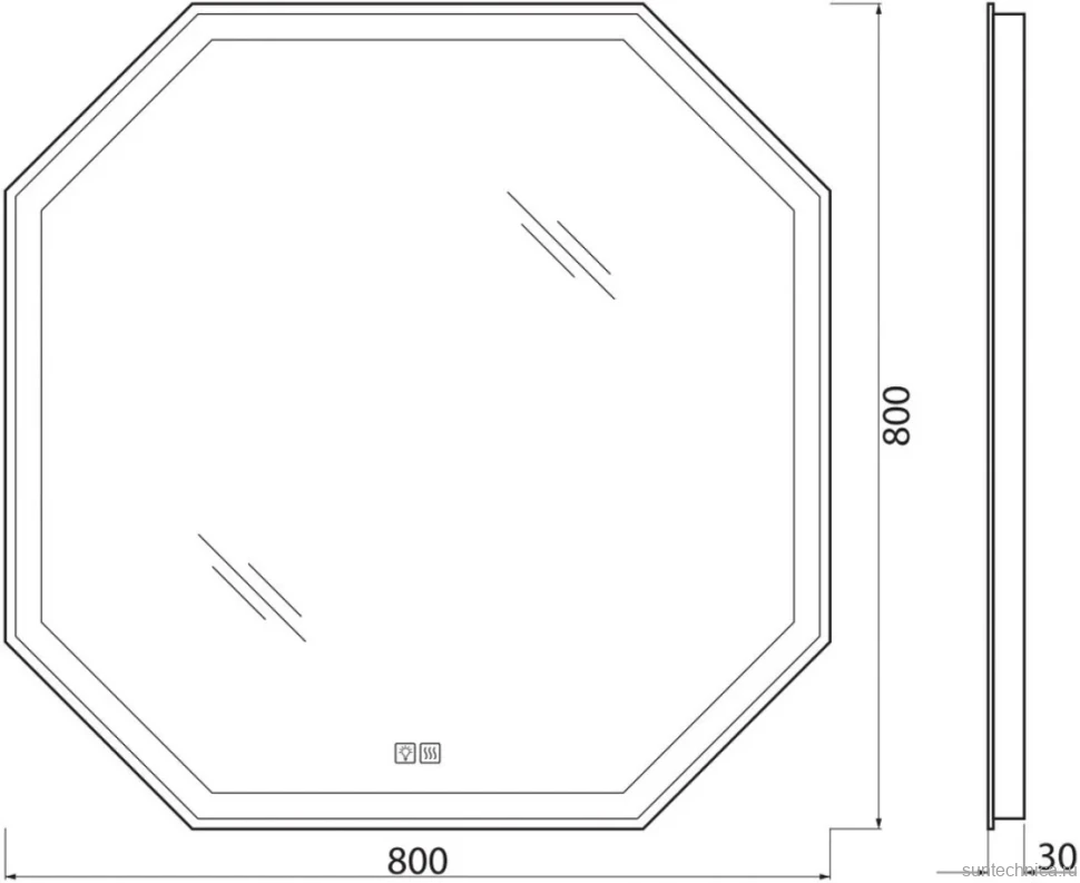 Зеркало BelBagno SPC-OTT-800-800-LED-TCH-WARM с подсветкой