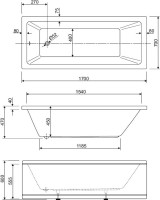 Акриловая ванна Cezares Plane Solo 170x70 см, пристенная, белая, с каркасом
