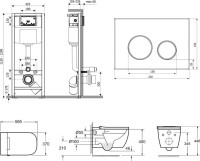 Комплект Lavinia Boho Унитаз подвесной Smart V-Clean 3359101R безободковый, с микролифтом + Инсталляция RelFix 38010010 + Кнопка RelFix 3805004B глянцевая черная, хром + Дозатор RelFix 38040010