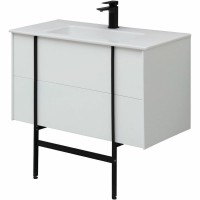 Тумба с раковиной Allen Brau Reality 90 подвесная, белый матовый, раковина Fantasy Flat 92x47, без перелива, белая