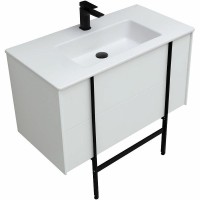 Тумба с раковиной Allen Brau Reality 90 подвесная, белый матовый, раковина Fantasy Flat 92x47, без перелива, белая