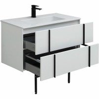 Тумба с раковиной Allen Brau Reality 90 подвесная, белый матовый, раковина Fantasy Flat 92x47, без перелива, белая