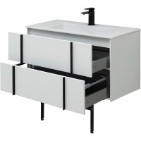 Тумба с раковиной Allen Brau Reality 90 подвесная, белый матовый, раковина Fantasy Flat 92x47, без перелива, белая