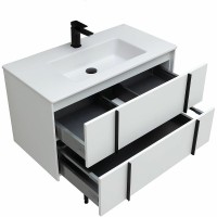 Тумба с раковиной Allen Brau Reality 90 подвесная, белый матовый, раковина Fantasy Flat 92x47, без перелива, белая