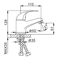 Смеситель для раковины Frap H29 F1029-B хром
