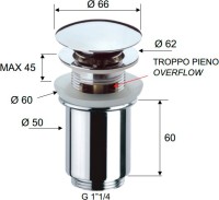 Донный клапан для раковины Remer 905CC114 с переливом, хром