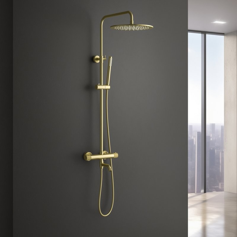 Душевая стойка Timo Saona SX-2380/17 с термостатом, матовое золото