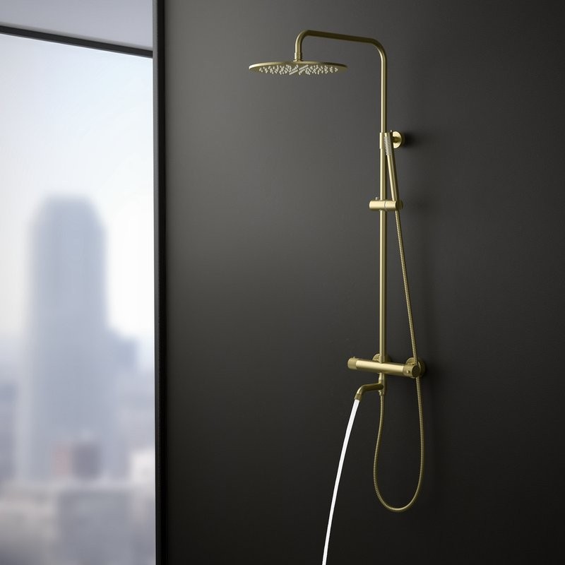 Душевая стойка Timo Saona SX-2380/17 с термостатом, матовое золото