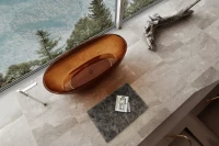 Акриловая ванна Abber Kristall AT9701 Opal 165x80 см, отдельностоящая, коричневая, овальная, с донным клапаном