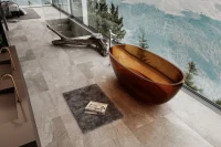 Акриловая ванна Abber Kristall AT9701 Opal 165x80 см, отдельностоящая, коричневая, овальная, с донным клапаном
