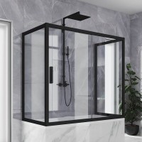 Шторка на ванну Kubele DE019 P2U-CLN-BLMT 150х70 см, профиль матовый черный