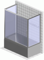 Шторка на ванну Kubele DE019 P2U-CLN-BLMT 150х70 см, профиль матовый черный