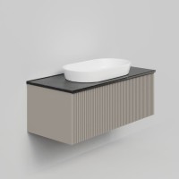 Тумба с раковиной La Fenice Terra 100 подвесная, cappuccino, столешница черный мрамор, раковина белая матовая