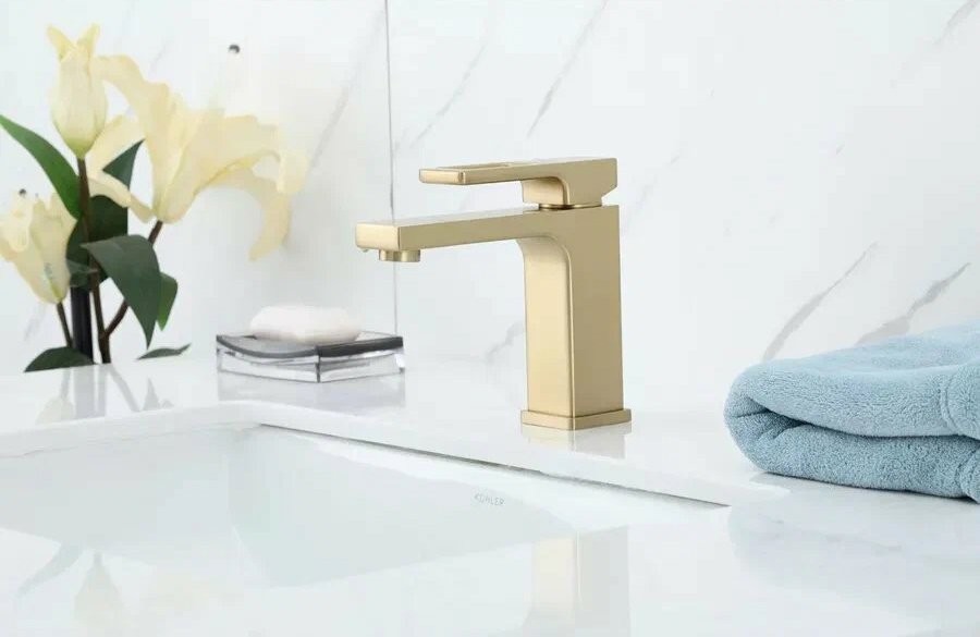 Смеситель для раковины Gappo G17-3 G1017-3 золотой сатин