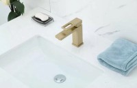 Смеситель для раковины Gappo G17-3 G1017-3 золотой сатин