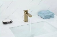 Смеситель для раковины Gappo G17-3 G1017-3 золотой сатин