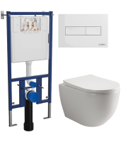 Комплект Унитаз подвесной Ceramicanova Mia Rimless CN1805 + Инсталляция DIWO + Кнопка 7320 белая