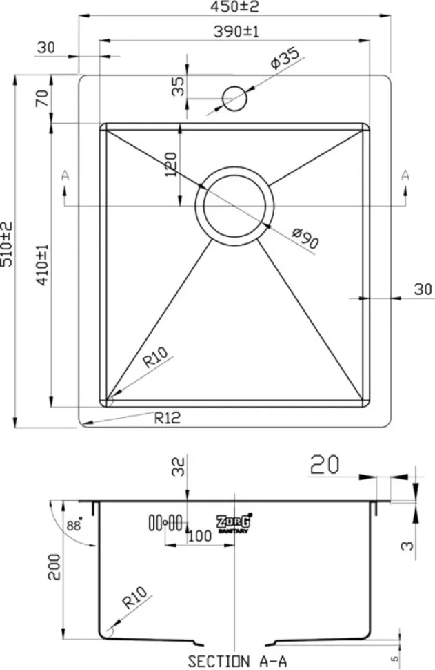 Мойка кухонная Zorg Inox R 4551