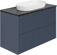 Тумба с раковиной La Fenice Terra Twin 100 подвесная, blu grigio, столешница черный мрамор, раковина белая матовая