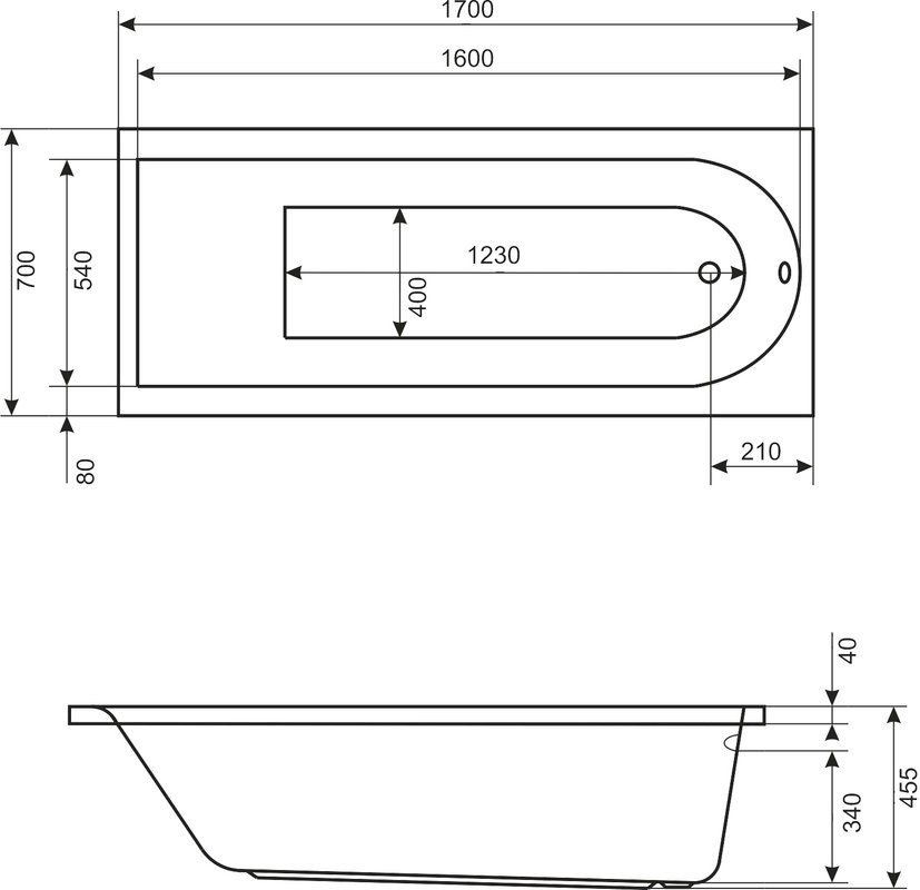 Акриловая ванна Excellent Aurum Lux WAEX.AUR17.LUX.CR 170x70 см, пристенная, с гидромассажем, белая, с каркасом, со сливом-переливом