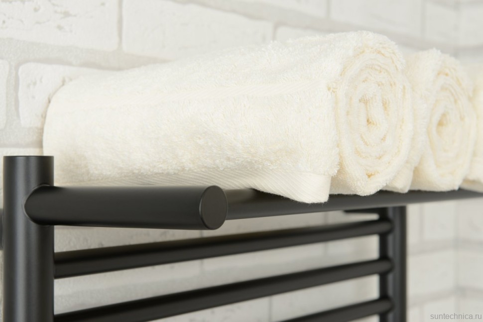 Полотенцесушитель электрический Сунержа Богема 3.1 31-6007-1050 110x55 см, подключение справа, матовый черный, лесенка, с полкой