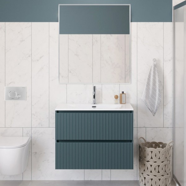 Мебель для ванной комнаты BelBagno Uno-mini 100 подвесная, 2 ящика, матовая голубая