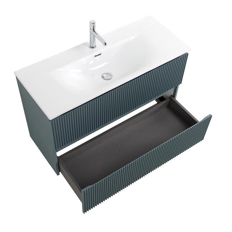 Мебель для ванной комнаты BelBagno Uno-mini 100 подвесная, 2 ящика, матовая голубая