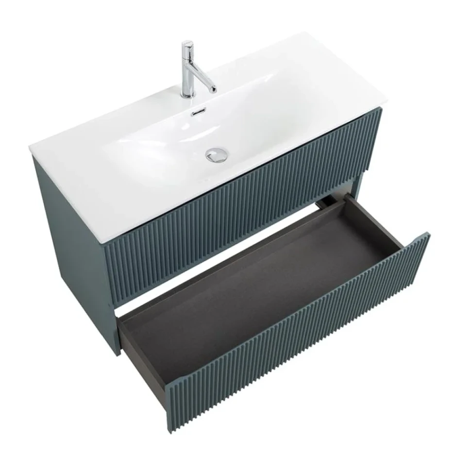 Мебель для ванной комнаты BelBagno Uno-mini 100 подвесная, 2 ящика, матовая голубая