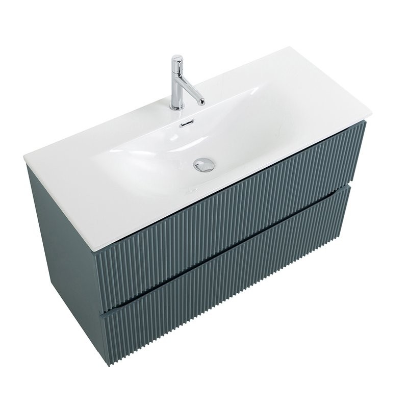 Мебель для ванной комнаты BelBagno Uno-mini 100 подвесная, 2 ящика, матовая голубая